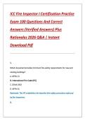 ICC Fire Inspector I Certification Practice  Exam 100 Questions And Correct  Answers &lpar;Verified Answers&rpar; Plus  Rationales 2026 Q&A &vert; Instant  Download Pdf