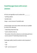 Food Manager Exam with correct answers
