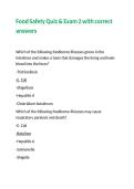 Food Safety Quiz & Exam 2 with correct answers
