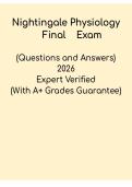 Nightingale Physiology Final 2026 &ndash; Comprehensive Exam Review PDF
