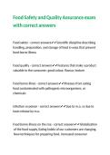 Food Safety and Quality Assurance exam with correct answers 