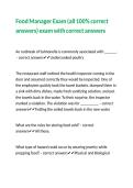 Food Manager Exam &lpar;all 100- correct answers&rpar; exam with correct answers