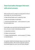 Texas Food safety Managers Test exam with correct answers 