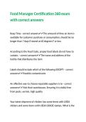 Food Manager Certification 360 exam with correct answers