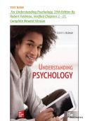 TEST BANK For Understanding Psychology&comma; 15th Edition By Robert Feldman&comma; Verified Chapters 1 - 17&comma; Complete Newest Version