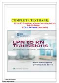 FULL TEST BANK LPN to RN Transitions&colon; Achieving Success in your New Role 5th Edition by Nicki Harrington With 100&percnt; Verified Questions And Answers Graded A&plus;