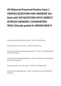 ATI Maternal Proctored Practice Exam 1  VERIFIED QUESTIONS AND ANSWERS Test  Bank with 350 QUESTIONS WITH CORRECT  DETAILED ANSWERS &vert;&vert;GUARANTEED  PASS&vert;&vert;Already graded A&plus;&vert;BRAND NEW&excl;&excl;&excl;