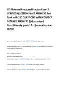 ATI Maternal Proctored Practice Exam 2  VERIFIED QUESTIONS AND ANSWERS Test  Bank with 350 QUESTIONS WITH CORRECT  DETAILED ANSWERS &vert;&vert;Guaranteed  Pass&vert;&vert;Already graded A&plus;&vert;&vert;newest version  2026&excl;&excl;