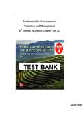 Solution Manual for Fundamentals of Investments Valuation and Management 9th Edition by Bradford Jordan&comma; Thomas Miller&comma; Steve Dolvin