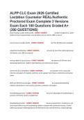 ALPP CLC Exam 2026 Certified Lactation Counselor REAL&sol;Authentic Proctored Exam Complete 3 Versions Exam Each 100 Questions Graded A&plus; &lpar;300 QUESTIONS&rpar;