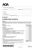 2025 AQA A-LEVEL Computer Science &lpar;7517&rpar; ALL EXAMS WITH QUESTION PAPERS AND MARK SCHEMES