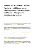Test Bank for Safe Maternity & Pediatric  Nursing Care 3rd Edition by Luanne  Linnard-Palmer With practice Questions  and Answers &vert;&vert;Already Graded  A&plus;&vert;&vert;BRAND NEW VERSION 
