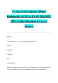 TCDHA RAD Midterm 1 Dental Radiography ACTUAL EXAM 2026&sol;2027&colon; 100&percnt; Verified Questions & Correct Answers