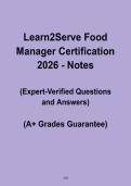 Learn2Serve Food Manager Certification 2026 &vert; Study Notes