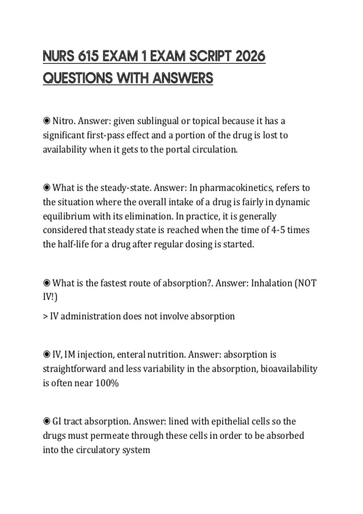 NURS 615 EXAM 1 EXAM SCRIPT 2026 QUESTIONS WITH ANSWERS - NURS 615 ...