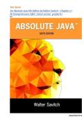 Test Bank for Absolute Java 6th Edition by Walter Savitch&comma; Kenrick Mock&vert;&vert;ISBN&colon;9780134041674&vert;&vert; Chapter 1-20&comma; All Chapters  Fully Covered&vert;&vert;COMPLETE  GUIDE A&plus;