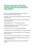 BIOLOGY 2301 UNIT 3 LECTURE EXAM-QUESTIONS AND ANSWERS&vert;2026 UPDATE