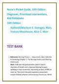 Nurse&rsquo;s Pocket Guide 16th Edition Nursing Test Bank 2026 &vert; Doenges Care Plans & Nursing Diagnoses MCQs Study Guide