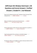 USPS Exam 421 Window Clerk Exam &vert; All Questions and Correct Answers &vert; Verified Answers &vert; Graded A&plus; &vert; Just Released