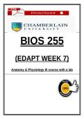 BIOS 255 EDAPT Week 7 Exam &lpar;PDF&rpar; &vert; Anatomy & Physiology III &vert; Chamberlain