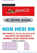NGN HESI RN EXIT EXAM V1&comma; V2&comma; V3&comma; V4&comma; V5 and V6  EACH WITH 160 QUESTIONS & ANSWERS LATEST VERIFIED GUIDE 