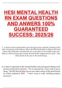HESI Mental Health RN Practice Questions &ndash; V1-V3 Exam Review & Answers