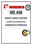 NR 446 EDAPT Week 5 Notes 2026 &vert; Leading in an Organization &vert; Collaborative Healthcare