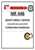 NR 446 EDAPT Week 7 Notes  &vert; Developing Self & Others &vert; Collaborative Healthcare