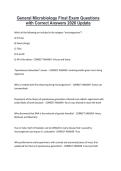 General Microbiology Final Exam Questions with Correct Answers 2026 Update