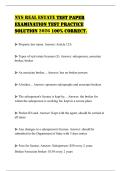 NYS REAL ESTATE TEST PAPER EXAMINATION TEST PRACTICE SOLUTION 2026 100&percnt; CORRECT&period;