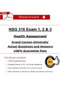 NSG 316 Exam &lpar;1&comma; 2&comma; 3&rpar; &ndash; Health Assessment &lpar;Latest 2026 &sol; 2027&rpar; &ndash; Actual Questions & Rationalized Answers &ndash; GCU