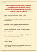 NAMS Menopause Exam Q-Bank &ndash; Complete  Certified Menopause Practitioner Practice  Questions with Verified Answers & Explanations &ndash;  Updated 2026 Study Resource