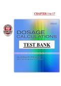Dosage Calculations 9th Edition &lpar;2026&rpar; &ndash; Pickar &ndash; Test Bank PDF