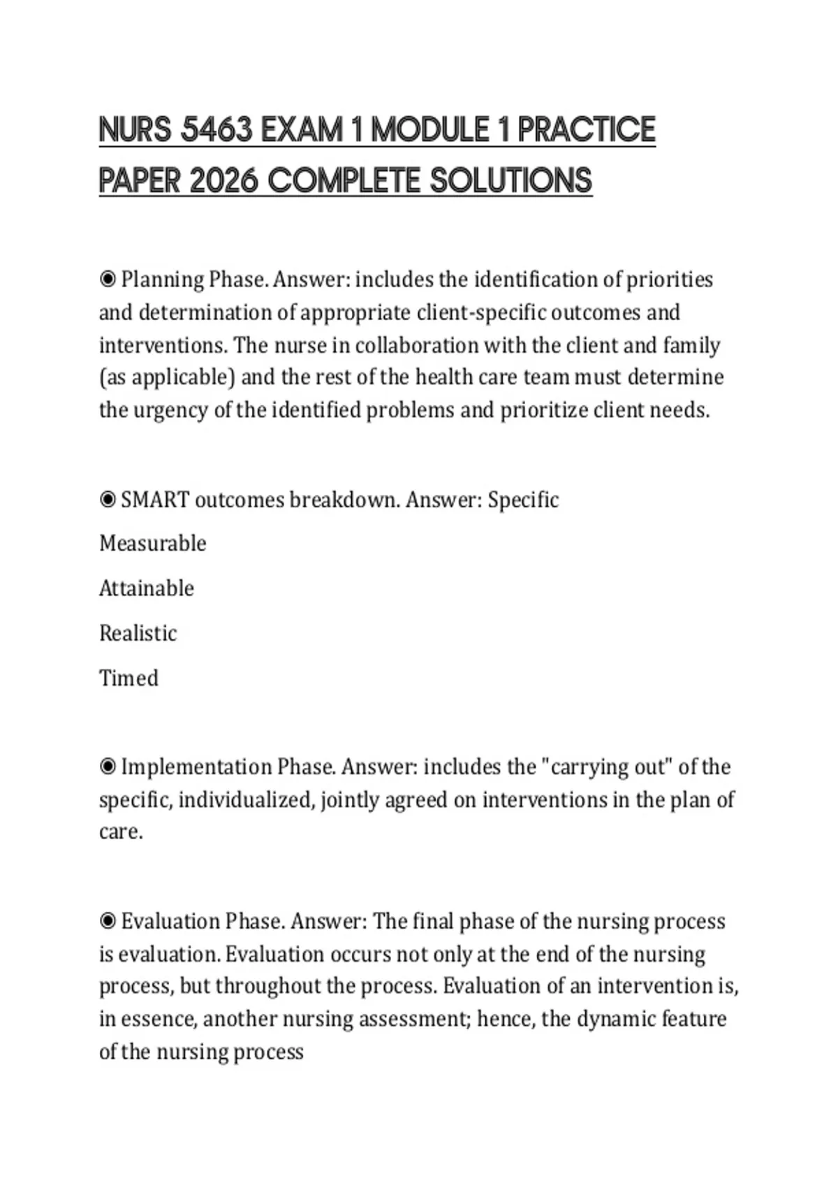 NURS 5463 EXAM 1 MODULE 1 PRACTICE PAPER 2026 COMPLETE SOLUTIONS - NURS ...