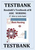 TEST BANK Rosdahl's Textbook of BASIC NURSING 12th Edition by Caroline Rosdahl
