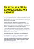 EDUC 1301 CHAPTER 4 EXAM QUESTIONS AND ANSWERS