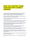 EDUC 1301 CHAPTER 1 EXAM QUESTIONS WITH CORRECT ANSWERS