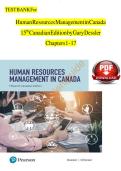 Test Bank for Human Resources Management in Canada 15th Edition by Dessler & Cole &vert; Actual Exam Questions with Verified Correct Answers &vert; 100&percnt; Guaranteed Pass A&plus; Guide