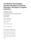Test Bank for Gerontological Nursing 10th Edition by Charlotte Eliopoulos &vert; All Chapters &vert; Complete Exam Prep