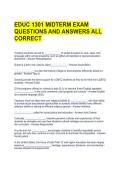 EDUC 1301 MIDTERM EXAM QUESTIONS AND ANSWERS ALL CORRECT