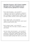 High Risk Pregnancy &lpar;MCN Final&rpar; Complete Questions And Correct Detailed Answers &lpar;Verified Answers&rpar; Brand