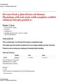 SCI 220 Week 3 Quiz SCI221-06 Human Physiology with Lab 2026-1with complete verified solutions already graded A&plus;