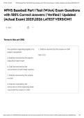 NFHS Baseball Part I Test &lpar;WIAA&rpar; Exam Questions with 100&percnt; Correct Answers &vert; Verified &vert; Updated &lpar;Actual Exam&rpar; 20252026 LATEST VERSION&excl;&excl;