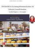 Accounting Information Systems&comma; 3rd Edition TEST BANK by Vernon Richardson&comma; Verified Chapters 1 - 18&comma; Complete Newest Version