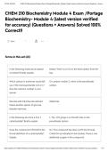 CHEM 210 Biochemistry Module 4 Exam &sol;Portage Biochemistry- Module 4 &lpar;latest version verified for accuracy&rpar; &lpar;Questions &plus; Answers&rpar; Solved 100&percnt; Correct&excl;&excl;