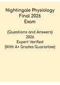 Nightingale Physiology Final 2026 &ndash; Nursing Exam Review Study Guide PDF