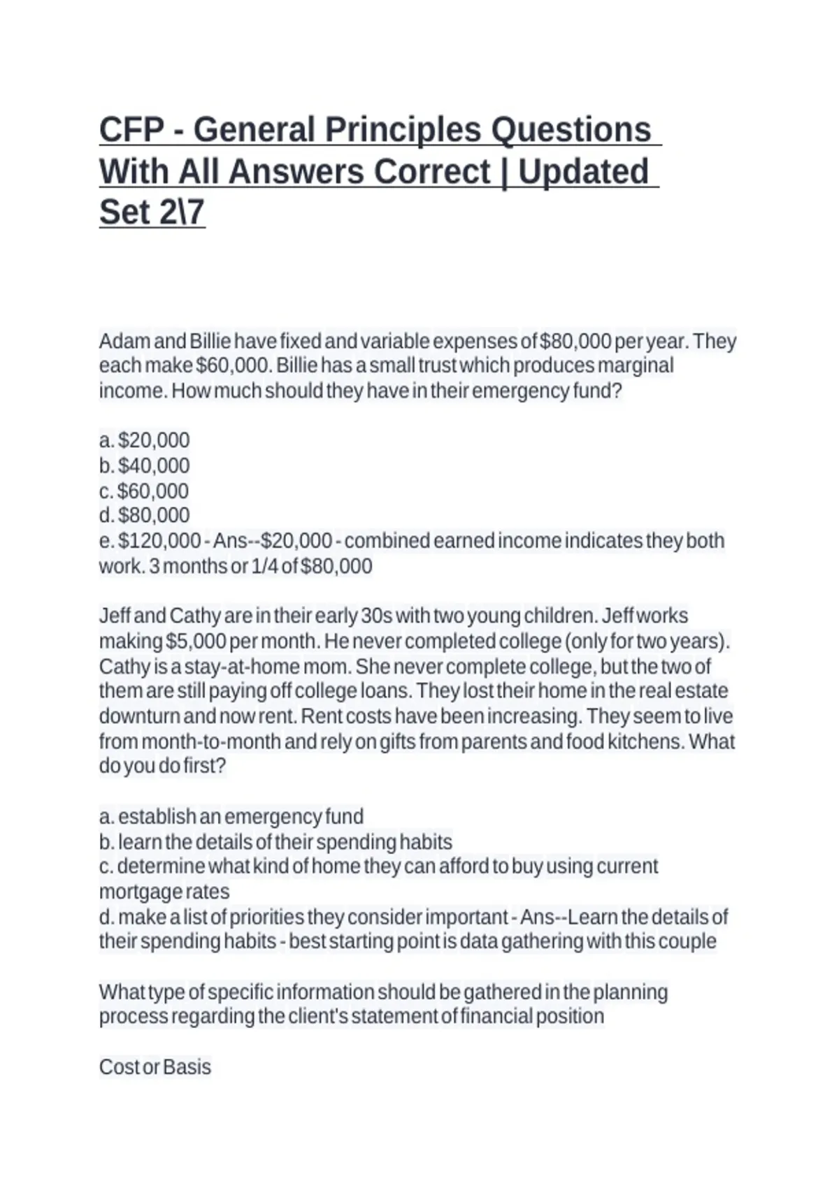 CFP PRACTICE TEST QUESTIONS WITH CORRECT DETAILED ANSWERS UPDATED ...