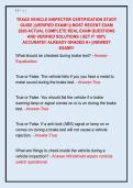 TEXAS VEHICLE INSPECTOR CERTIFICATION STUDY  GUIDE &vert;&vert;VERIFIED EXAM&excl;&excl;&vert;&vert; MOST RECENT EXAM  2026 ACTUAL COMPLETE REAL EXAM QUESTIONS  AND VERIFIED SOLUTIONS &vert; GET IT 100&percnt;  ACCURATE&excl;&excl; ALREADY GRADED A&plus; &vert;&vert;NEWEST  EXAM&excl;&excl;&excl;