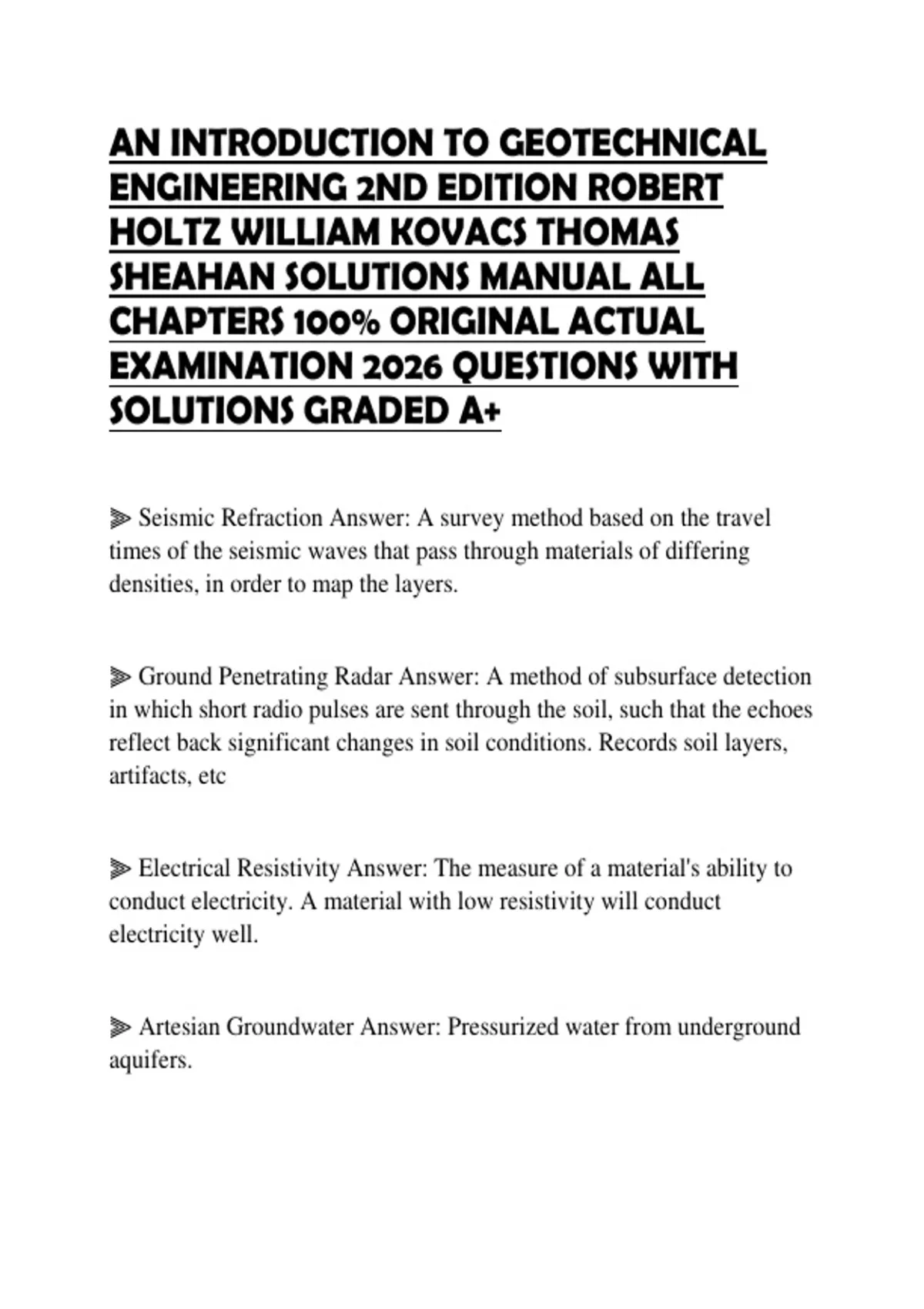 AN INTRODUCTION TO GEOTECHNICAL ENGINEERING 2ND EDITION ROBERT HOLTZ ...