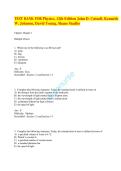 Test Bank for Physics 12th Edition by John D&period; Cutnell&comma; Kenneth W&period; Johnson&comma; David Young & Shane Stadler &vert; Actual Exam Questions with Verified Correct Answers &vert; 100&percnt; Guaranteed Pass A&plus; Guide